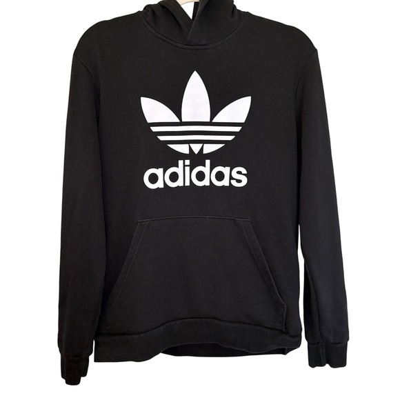 adidas Originals Other - Adidas Trefoil Logo Hoodie Black Pullover Sweatshirt Mens Size Small